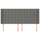 sengegavl med kanter 183x16x118/128 cm stof mørkegrå