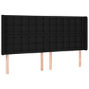 sengegavl med kanter 183x16x118/128 cm stof sort
