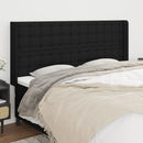 sengegavl med kanter 183x16x118/128 cm stof sort