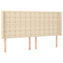 sengegavl med kanter 183x16x118/128 cm stof cremefarvet