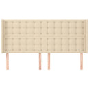 sengegavl med kanter 183x16x118/128 cm stof cremefarvet