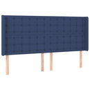 sengegavl med kanter 183x16x118/128 cm stof blå