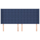 sengegavl med kanter 183x16x118/128 cm stof blå