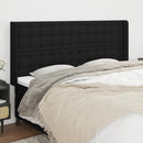 sengegavl med kanter 203x16x118/128 cm stof sort