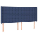 sengegavl med kanter 203x16x118/128 cm stof blå