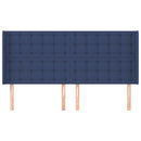 sengegavl med kanter 203x16x118/128 cm stof blå