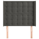 sengegavl med kanter 83x16x118/128 cm fløjl mørkegrå