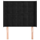 sengegavl med kanter 83x16x118/128 cm fløjl sort