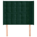 sengegavl med kanter 83x16x118/128 cm fløjl mørkegrøn