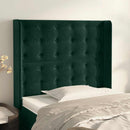 sengegavl med kanter 83x16x118/128 cm fløjl mørkegrøn