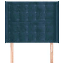 sengegavl med kanter 83x16x118/128 cm fløjl mørkeblå