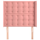 sengegavl med kanter 83x16x118/128 cm fløjl lyserød