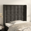 sengegavl med kanter 93x16x118/128 cm fløjl mørkegrå