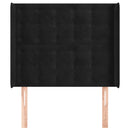 sengegavl med kanter 93x16x118/128 cm fløjl sort