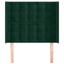 sengegavl med kanter 93x16x118/128 cm fløjl mørkegrøn