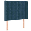 sengegavl med kanter 93x16x118/128 cm fløjl mørkeblå