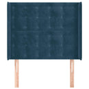 sengegavl med kanter 93x16x118/128 cm fløjl mørkeblå