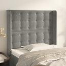 sengegavl med kanter 103x16x118/128 cm fløjl lysegrå