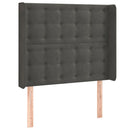 sengegavl med kanter 103x16x118/128 cm fløjl mørkegrå