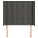 sengegavl med kanter 103x16x118/128 cm fløjl mørkegrå