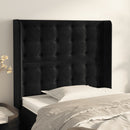 sengegavl med kanter 103x16x118/128 cm fløjl sort