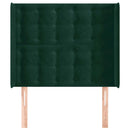 sengegavl med kanter 103x16x118/128 cm fløjl mørkegrøn