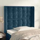 sengegavl med kanter 103x16x118/128 cm fløjl mørkeblå