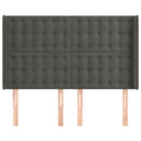 sengegavl med kanter 147x16x118/128 cm fløjl mørkegrå