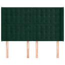 sengegavl med kanter 147x16x118/128 cm fløjl mørkegrøn