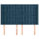 sengegavl med kanter 147x16x118/128 cm fløjl mørkeblå