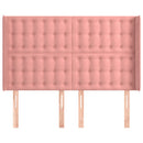 sengegavl med kanter 147x16x118/128 cm fløjl lyserød
