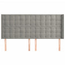 sengegavl med kanter 163x16x118/128 cm fløjl lysegrå