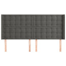 sengegavl med kanter 163x16x118/128 cm fløjl mørkegrå
