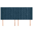 sengegavl med kanter 163x16x118/128 cm fløjl mørkeblå