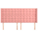 sengegavl med kanter 163x16x118/128 cm fløjl lyserød
