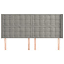 sengegavl med kanter 183x16x118/128 cm fløjl lysegrå