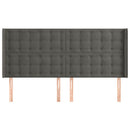sengegavl med kanter 183x16x118/128 cm fløjl mørkegrå