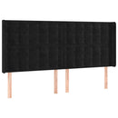 sengegavl med kanter 183x16x118/128 cm fløjl sort