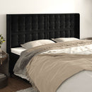 sengegavl med kanter 183x16x118/128 cm fløjl sort