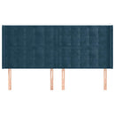 sengegavl med kanter 183x16x118/128 cm fløjl mørkeblå