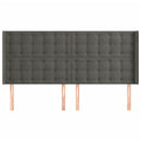 sengegavl med kanter 203x16x118/128 cm fløjl mørkegrå