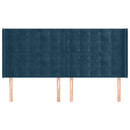 sengegavl med kanter 203x16x118/128 cm fløjl mørkeblå