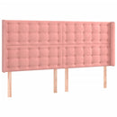 sengegavl med kanter 203x16x118/128 cm fløjl lyserød