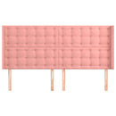 sengegavl med kanter 203x16x118/128 cm fløjl lyserød