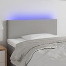 sengegavl med LED-lys 80x5x78/88 cm stof lysegrå