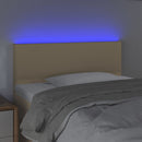 sengegavl med LED-lys 80x5x78/88 cm stof cremefarvet