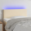 sengegavl med LED-lys 80x5x78/88 cm stof cremefarvet