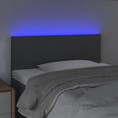 sengegavl med LED-lys 90x5x78/88 cm stof mørkegrå