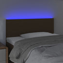 sengegavl med LED-lys 90x5x78/88 cm stof mørkebrun