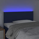 sengegavl med LED-lys 90x5x78/88 cm stof blå